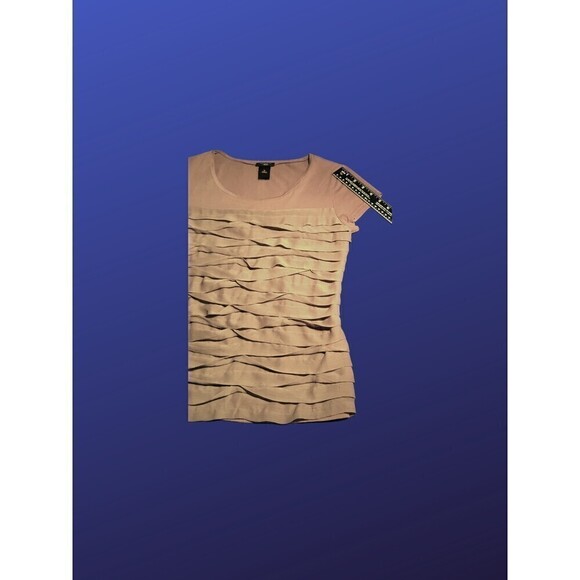 ANN TAYLOR PETITE Shutter Pleated Top, COCOA BROWN, Women's Size SP, NWOT - Picture 5 of 9